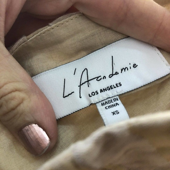 L’academie Elicia Surplice Mini Dress Halter Neck Wheat - Picture 6 of 10